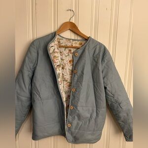 Muse & Marlowe Blue Floral Quilted Jacket Size 6 Cottagecore Cabincore Warm EUC